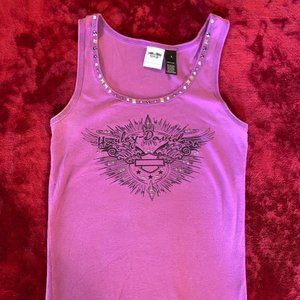 Large Hot Pink Blingy Harley Davidson Tank Top Stretchy
